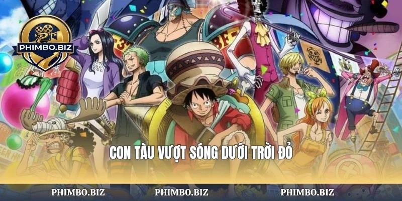 Con tàu vượt sóng dưới trời đỏ